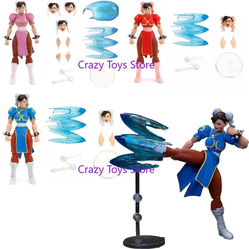 Em estoque jada brinquedos 1/12 escala clássico jogo de rua guerreiro feminino azul vermelho rosa chun-li conjunto completo 6 Polegada modelo de figura de ação