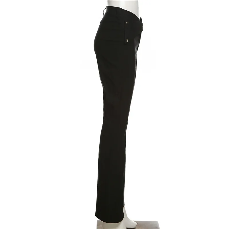 BKLD 2025 Spring Summer New Fashion Streetwear Women Clothing High Waist Trousers Slimming Pearl Chain Casual Pants Black