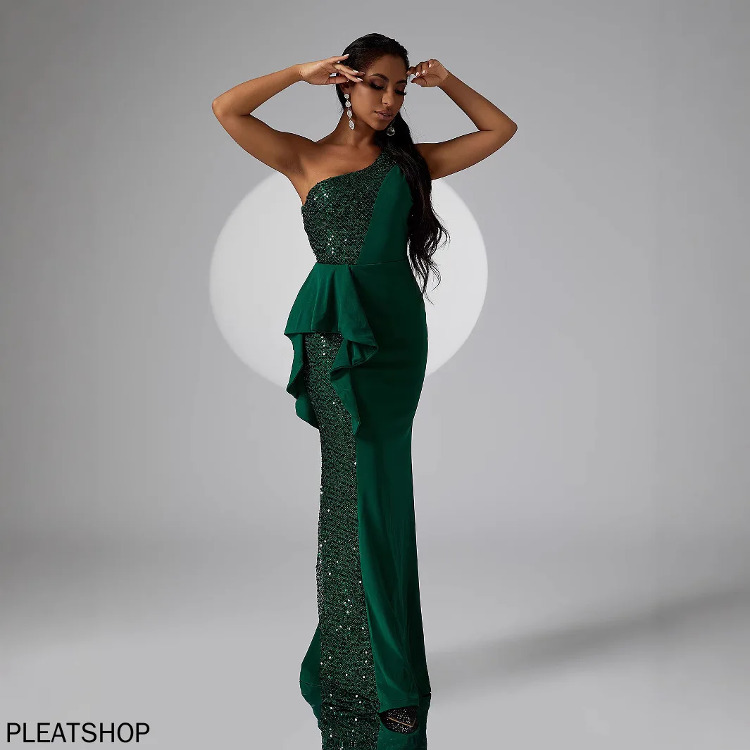 Robe de soirée de Banquet, asymétrique épaule dénudée, sans manches, coupe cintrée, longue portefeuille, mode européenne et américaine