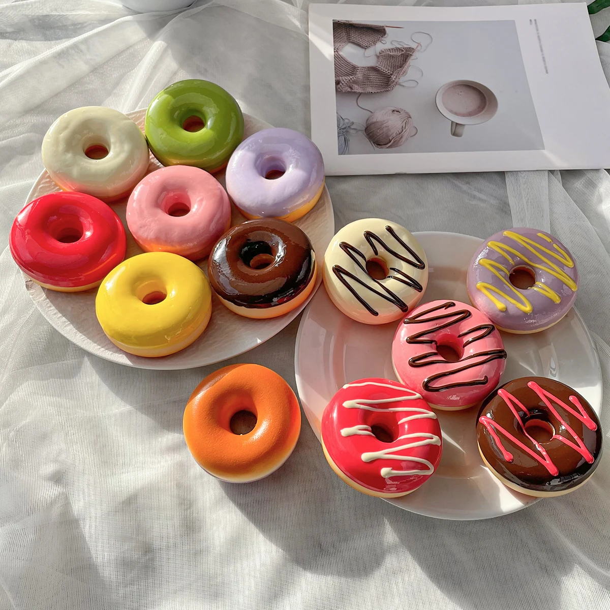 3-teiliges Set Künstliche Donuts, Fake-Donut-Modelle, Simulierte Desserts für Fotografie-Requisiten, Bäckerei-Schaufenster-Dekoration, Heimküchen-Deko – Detail 13