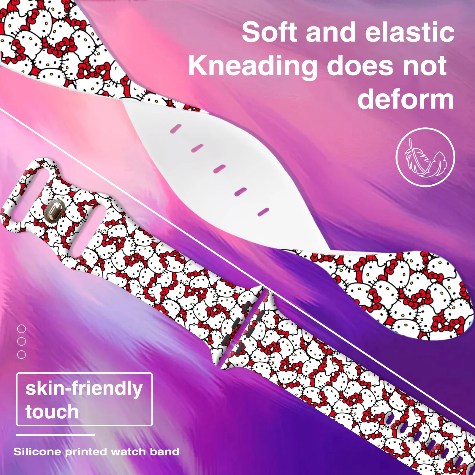 Tali Seri Sanrio Hello Kitty untuk Jam Tangan Apple 11 10 9 8 SE Tali Jam Silikon Dapat Diganti untuk IWatch 44Mm 42Mm 41Mm 40Mm