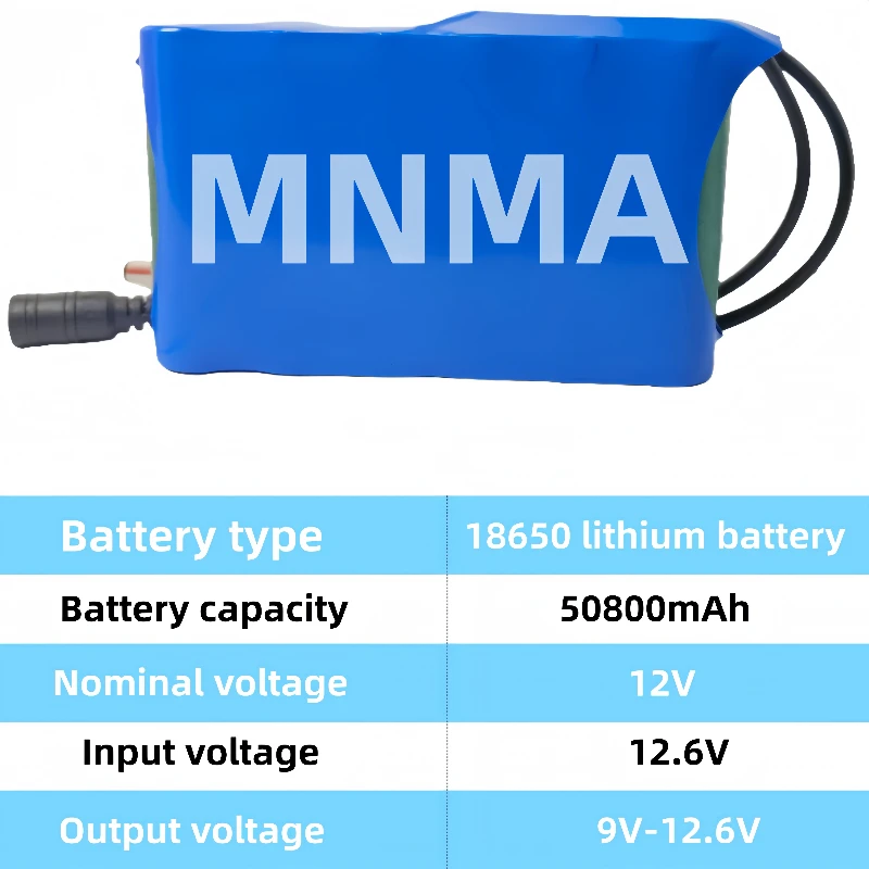 

NEW Portable Super 12V 50800mah Battery Rechargeable Lithium Ion Battery Pack Capacity DC 12.6v 50.8Ah CCTV Cam Monitor +Charger