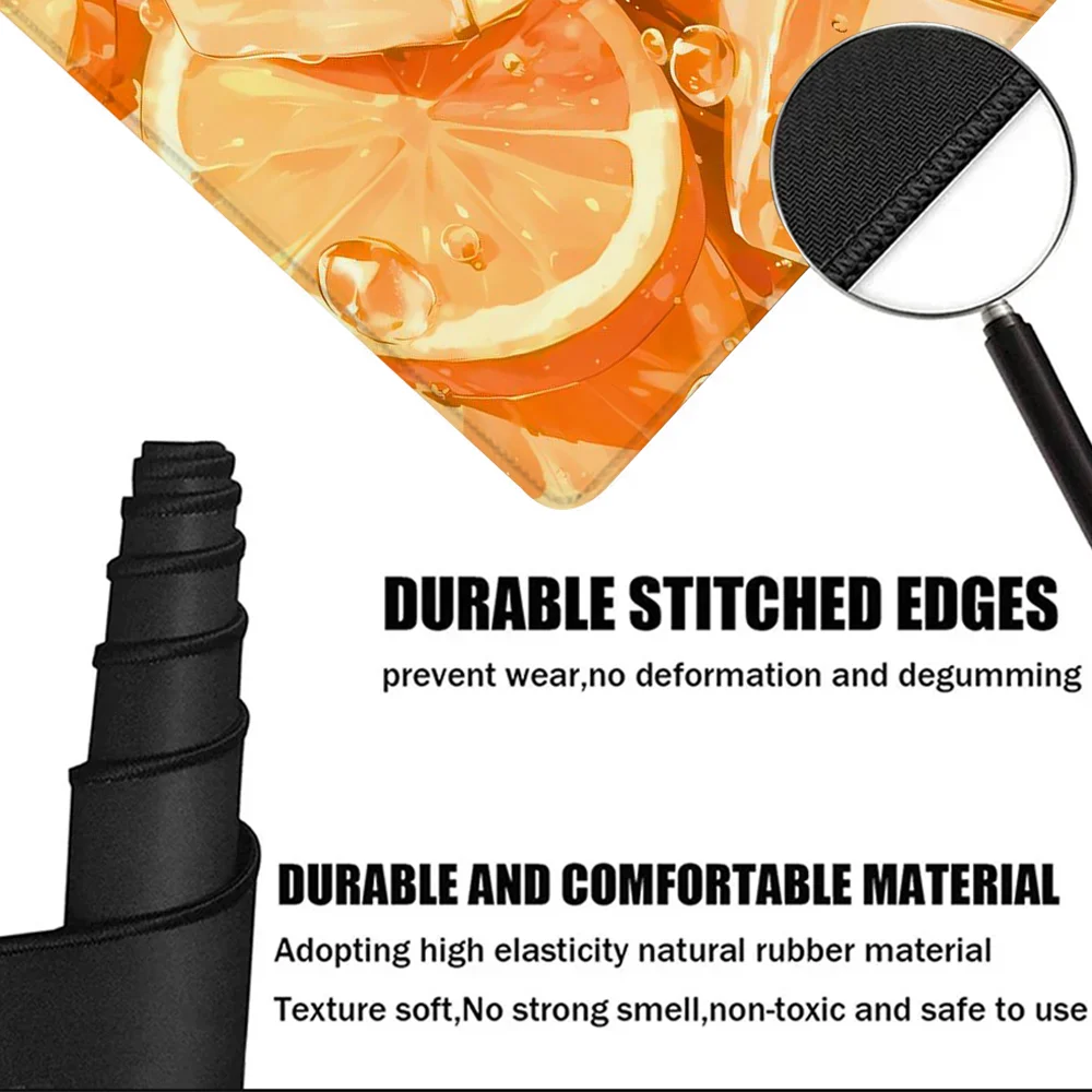 Alas Mouse Es Oranye Aksesori Meja Besar Alas Meja Alas Mouse dengan Dasar Karet dengan Tepi Jahitan Alas Keyboard Anti Selip untuk Teman