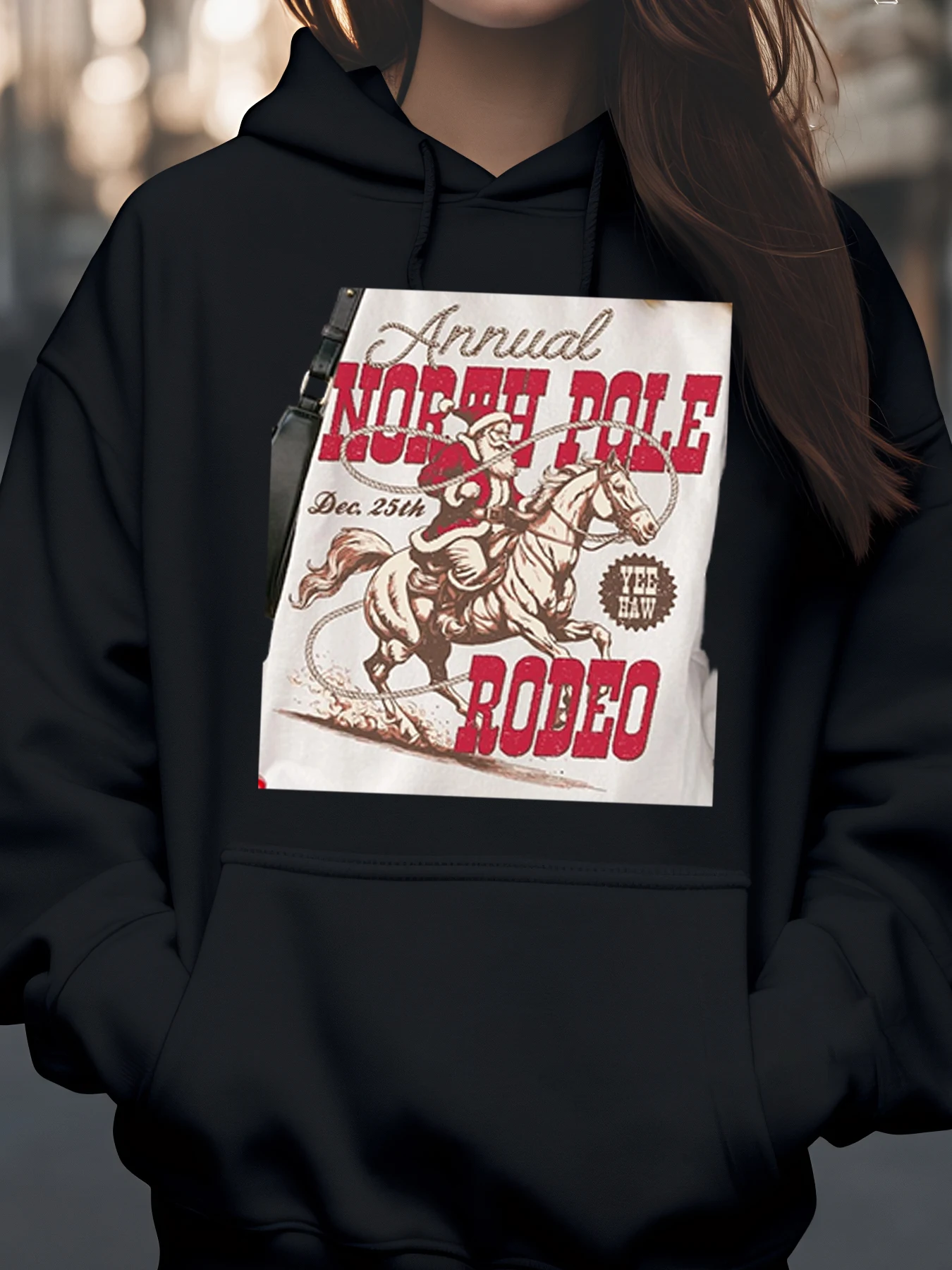 

Рождественская толстовка с капюшоном для верховой езды на верховой езде Санта-Клауса, праздничная праздничная одежда для женщин