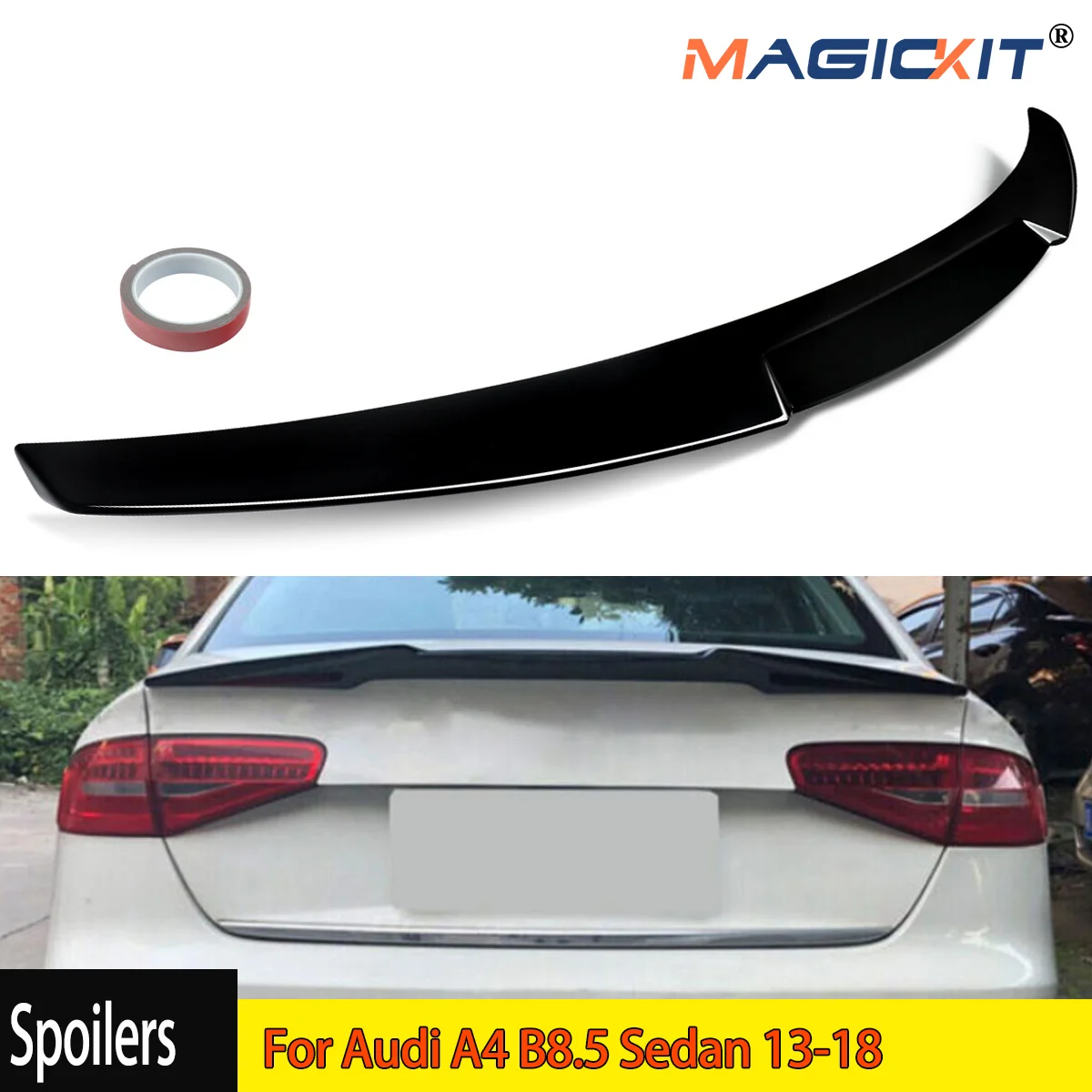 

For Audi A4 B8.5 Sedan 13-18 Gloss Black Duckbill Style Rear Boot Spoiler Trunk