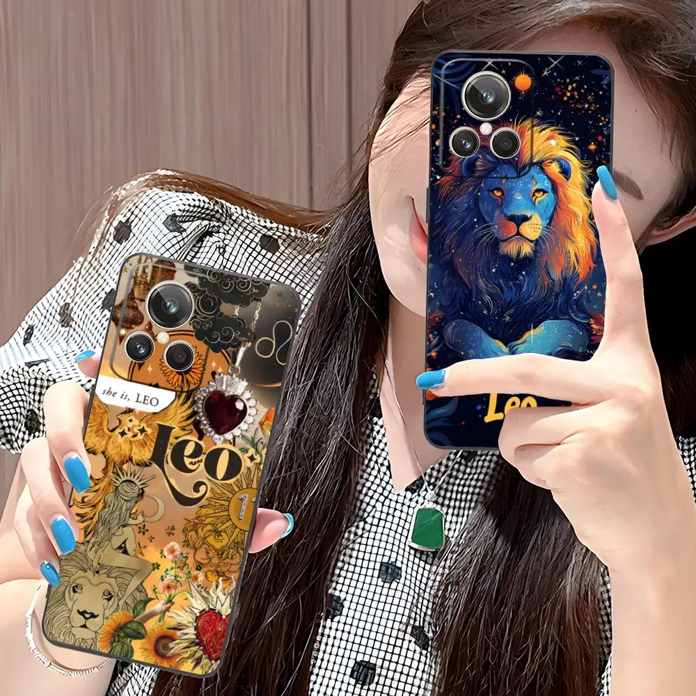 Funda de Teléfono con Signo Zodiacal Leo para Realme GT 8 Neo Pro C75 73 71 C67 65 C55 53 C35 31 C20 15, Funda Protectora de TPU Suave a Prueba de Golpes