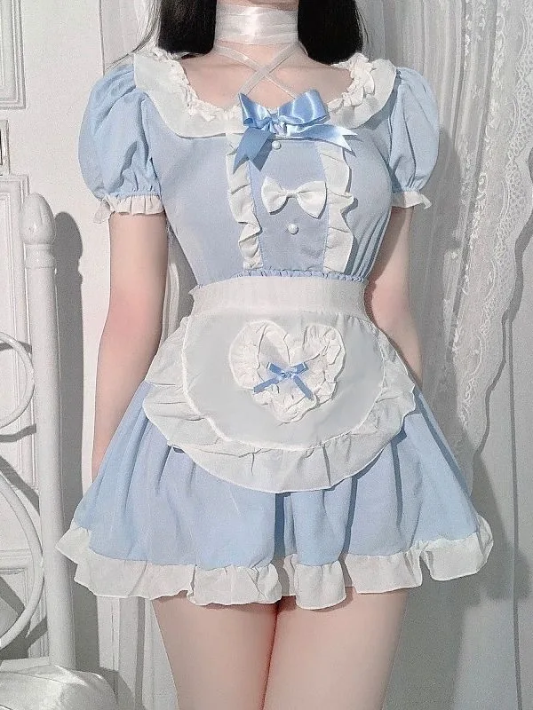 لوليتا خادمة فستان خادمة مطوي للنساء ، زي أنيق ، أزياء حلوة ، مثير ، لطيف ، كوري ، قمم ، 2I9Y