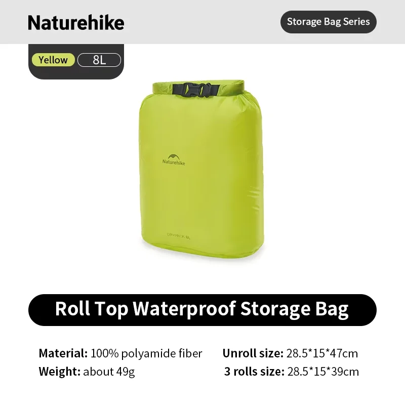 Naturehike gerollte Aufbewahrungstasche für Outdoor-Reisen, Wandern, leicht, wasserdicht, Vakuum-Kompressionsspender, Taschen, tragbarer Organizer 7