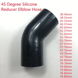 Silicone redutor cotovelo mangueira, borracha Joiner, Bend Tube, acessórios do carro, entrada de ar frio, 45 graus, 38mm, 45mm, 63mm, 76mm, 83mm, 89mm