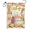 Cake Flowers Birthday Garden Flag Double Sided Yard Decor 12x18In jjp