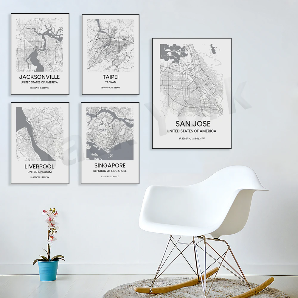 

Salt Lake，Jacksonville，San Jose，Austin，Pattaya，Bratislava，Singapore，Milan，Melbourne，Taipei City Map Print