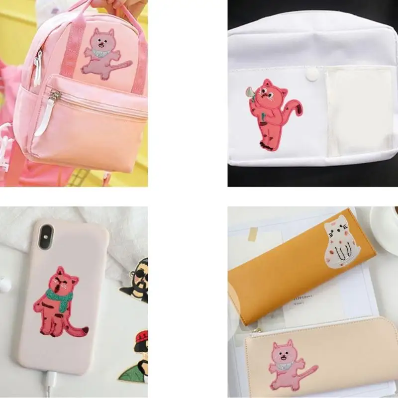 8pcsパッチに縫う素敵な猫布のための布のアップリケの修理