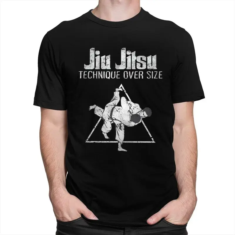 Custom Classic Jiu Jitsu Technique T Shirt Men Brazilian BJJ T-shirts Streetwear Tee Tops 100% Cotton Slim Fit Tshirts Merch