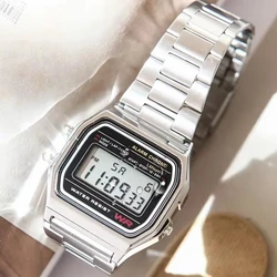 F91w Edelstahl banduhr Luxus wasserdichte Frauen Männer digitale Sport Militär uhren Unisex elektronische Armbanduhr Uhr