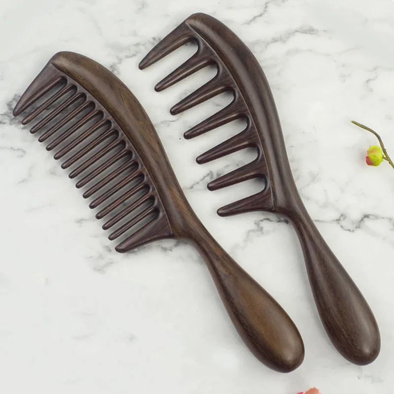 Wholesale of sandalwood combs, large toothed comb, thick curly hair comb, non knotted wood comb, sandalwood massage