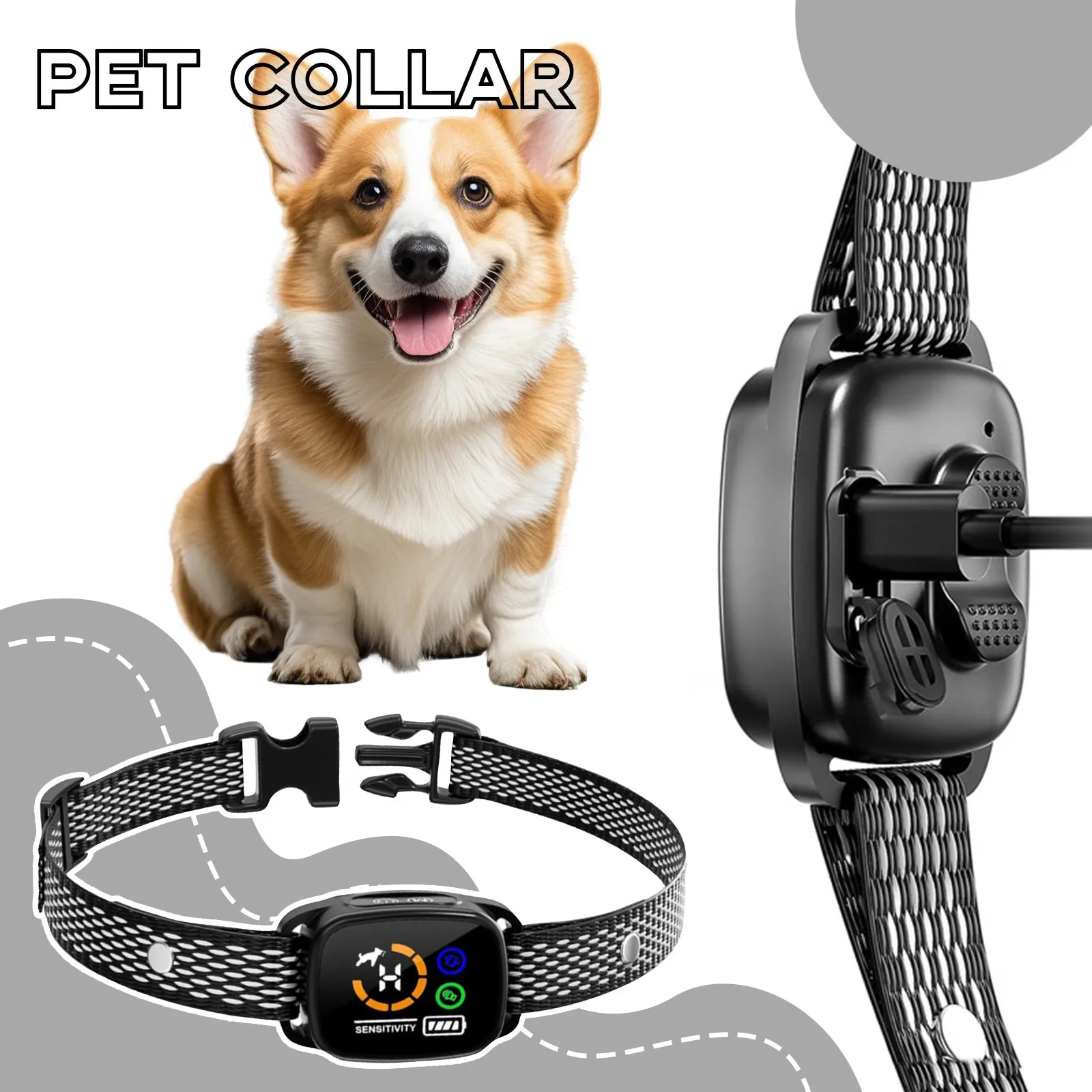 

Automatic Barking Collar With Beeping Vibration Rechargeable Anti-Barking Dog Collar Adjustable Smart Bark Training Collar