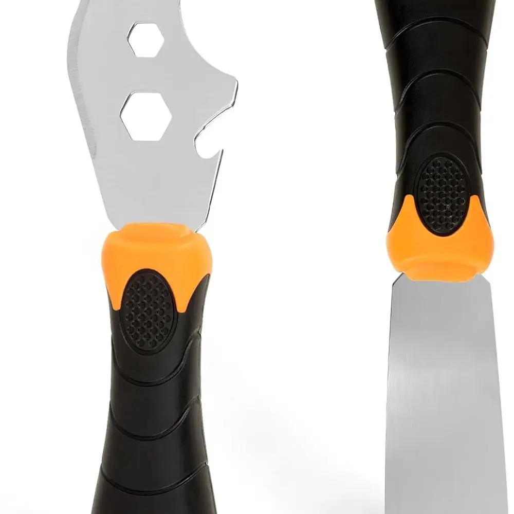 

2 упаковки, скребок для краски 12-в-1, многофункциональный инструмент для художников, скребок для шпаклевки из нержавеющей стали 1,5 дюйма, скребок для краски от боли