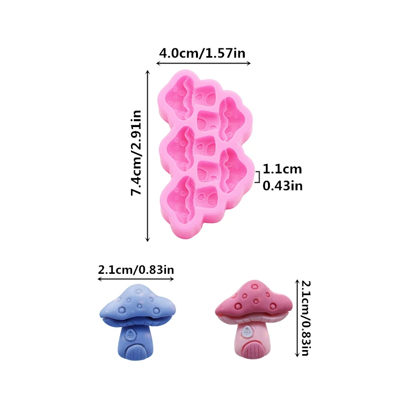 GJ-65 Cartoon Mini Mushroom Shoes and Clothing Decoration Accessories Drip Mold Chocolate Cookies Cake Dessert Decoration Molds