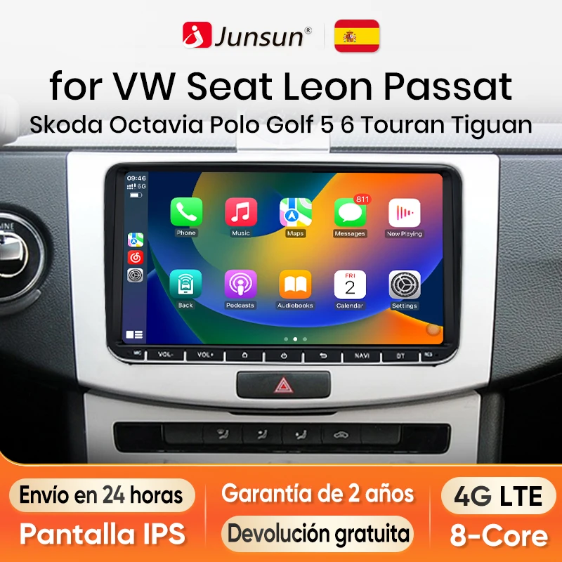 Junsun Android 13 Radio Autoradio For VW Volkswagen Seat Leon Passat B6 B7 CC Car Intelligent Systems for Apple Carplay Spain