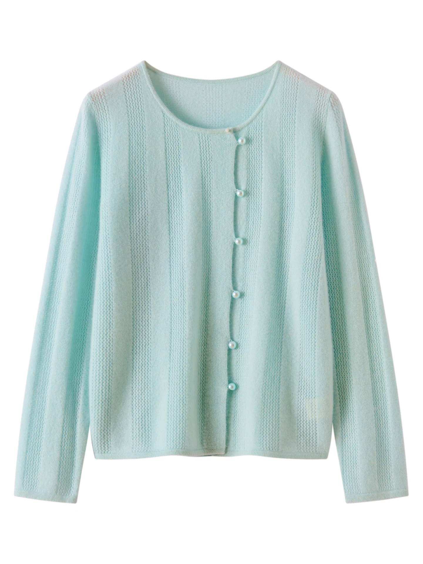 

TLOML Новинка ранней весны: Женский свитер из 100% кашемира с круглым вырезом и жемчужными пуговицами, базовый кашемировый кардиган, мягкий повседневный топ для женщин