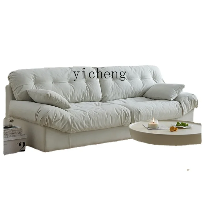 ZC Fabric Cloud Sofa Living Room Modern Minimalist Bedroom Small Apartment Straight Row Technology down Three-Seat