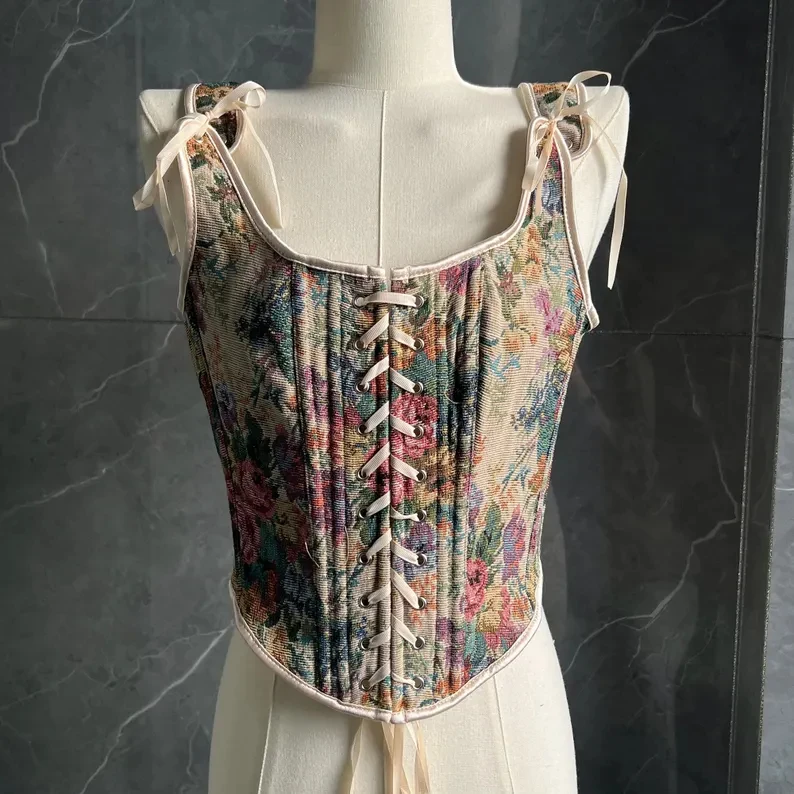 

Renaissance corset top, lace-up fairy festival corset, French court elegant fashion all-match waist strapless corset