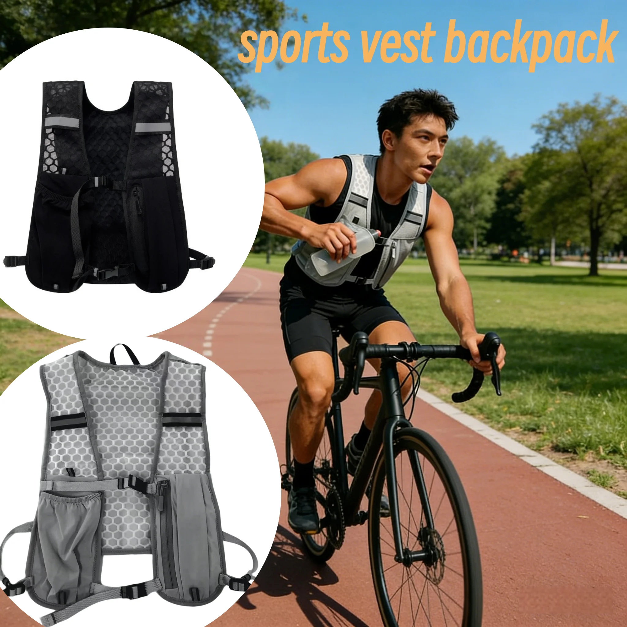 New Running Backpack Vest with Bottle Hydration Trail Light Weight Cycling Run Jogging Marathon Riding Climbing Bag