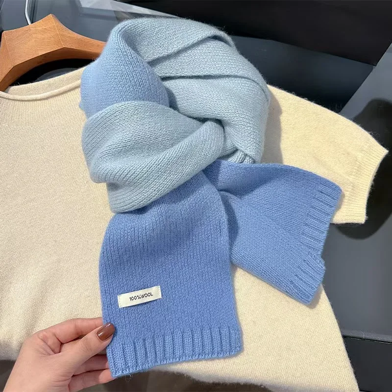 Gradually change knitted scarf women's winter thickened warm neck 100% small scarf