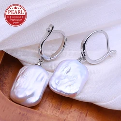 FENASY Natural Freshwater Big Baroque Pearl Drop Earrings 925 Sterling Silver Fashion Party Jewelry Elegant Gifts for Women