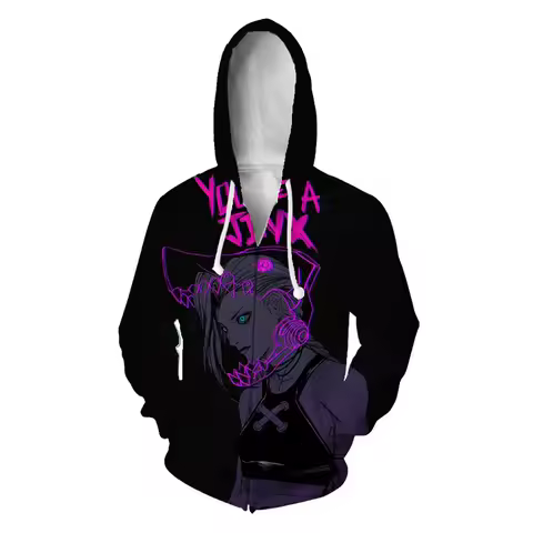 Anime Arcane League of Legends 3D Printed Hoodies Cosplay Costume Mens Hip Hop Hooded Sportswear Lol Jinx Zip Jacket Sweatshirts