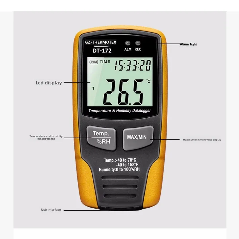 Analizzatore di trasmissione dati USB per registratore di temperatura e umidità ad alta precisione per magazzino/edificio/laboratorio/trasporto