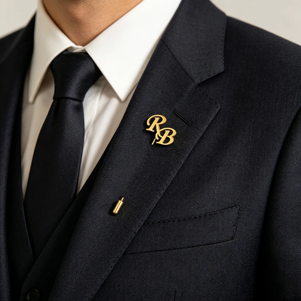 Customized Long Needle Stainless Steel Letter Brooch, Suit Shirt Collar Pin Jewelry Wedding, Banquet, Clothing Accessories