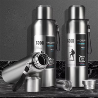 Large Capacity 1000ml/2000ml Cold Thermal Thermos Tumbler Stainless Steel Insulated Tea Coffee Water Bottle Insulation Flask Pot