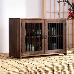 New Chinese Solid Wood Tea Storage Desktop Dustproof Cabinet Cosmetics Organizer Bo Gu Rack Eco-Friendly