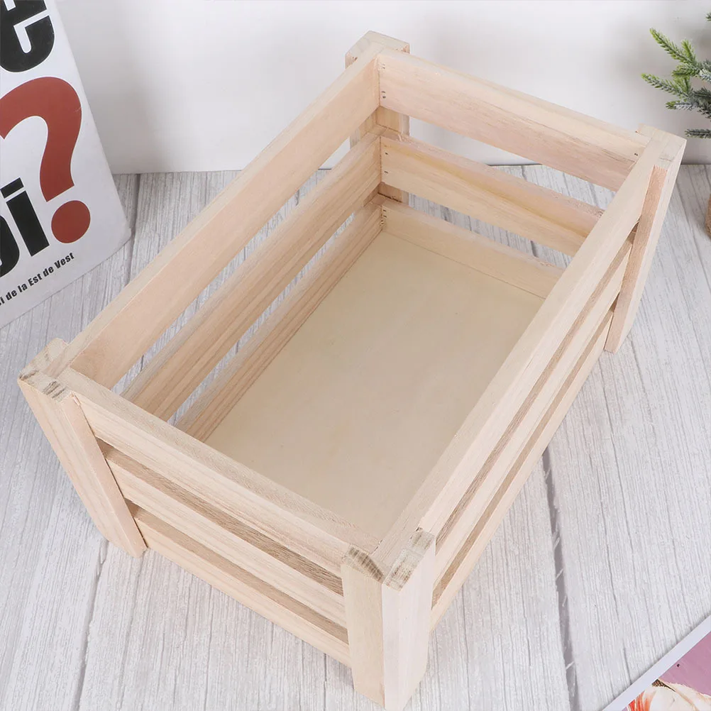 Wooden Storage Box Multifunction Hollow Design Desktop Organizer For Home Office Cafe Shop Solid Wood Container