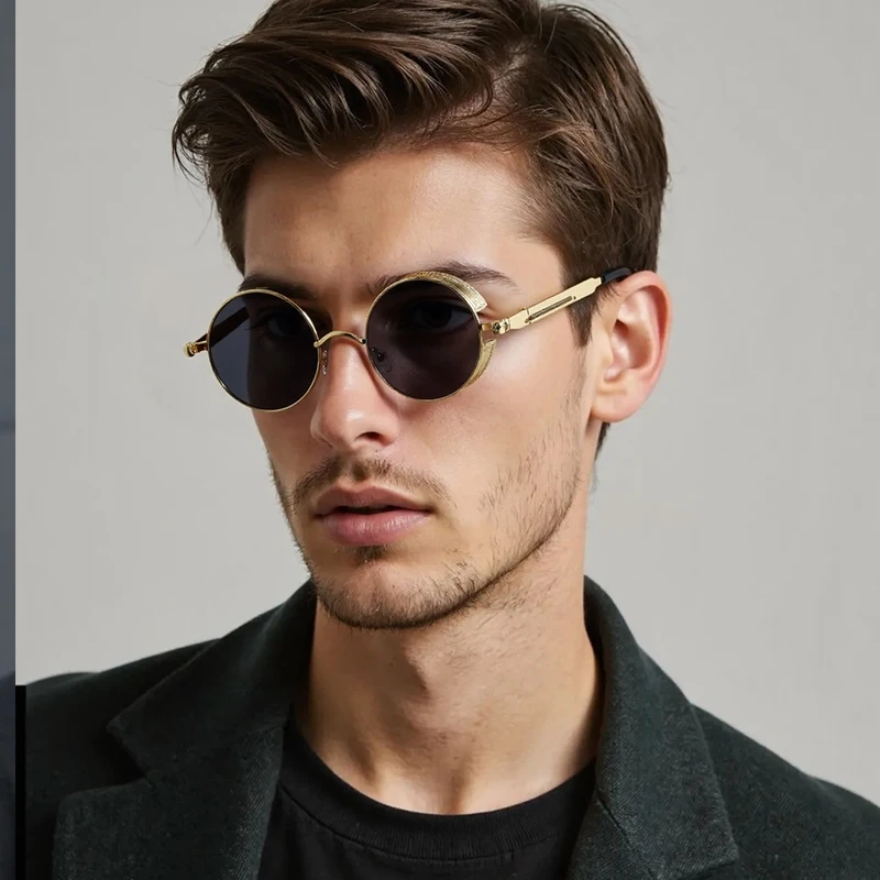 Neue Retro-Sonnenbrille mit rundem Rahmen – modisch und schlankmachend, perfekt für lässige Straßenfotografie für Männer und Frauen 58028