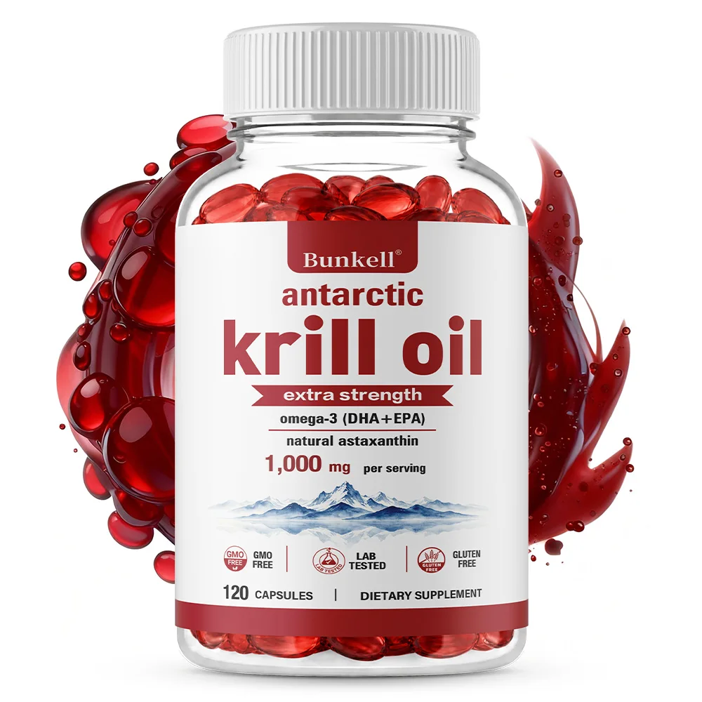 Antarctic Krill Oil with Omega-3s EPA, DHA, Astaxanthin and Phospholipids, Non GMO, 120 Softgels