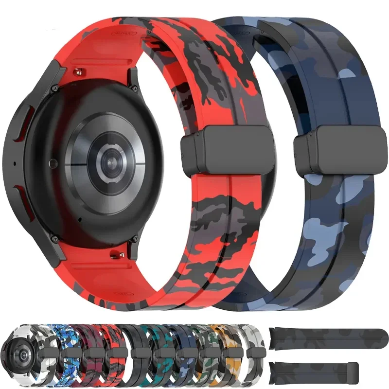 Camouflage Band For Samsung Galaxy Watch 5 Pro 45mm 4/5/6/7 40mm 44mm Strap Magnetic Bracelet Galaxy  4/6 Classic 42mm 46mm 43mm