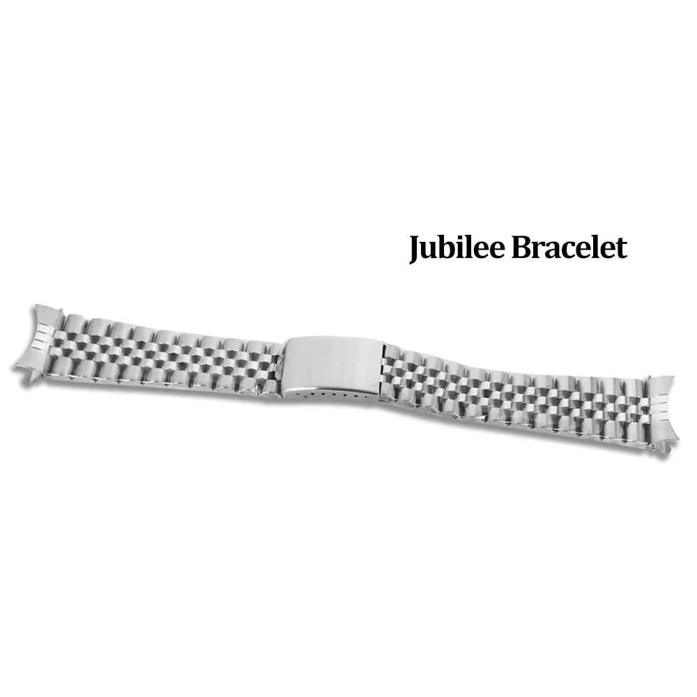 316L Stainless Steel Watch Strap 20mm, Full Sand Watchband, Jubilee Bracelet, Middle Polished Band, for Our Vintage Watch Cases