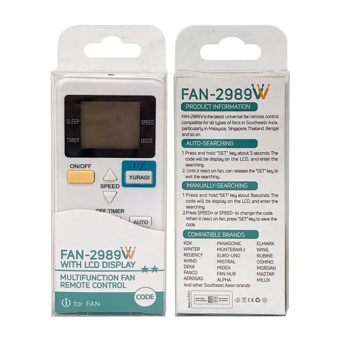 FAN-2989W Fan Remote Control Universal Remote Control