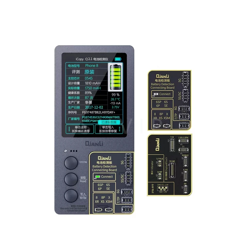 لوحة اختبار بطارية Qianli لهاتف iPhone ، IPhone 7 ، 8 ، 8P ، X ، XR ، XS ، 11 ، 12 ، 13 ، 14 Pro Max ، EEPROM Reading Writing ، أداة مبرمج ، بطارية