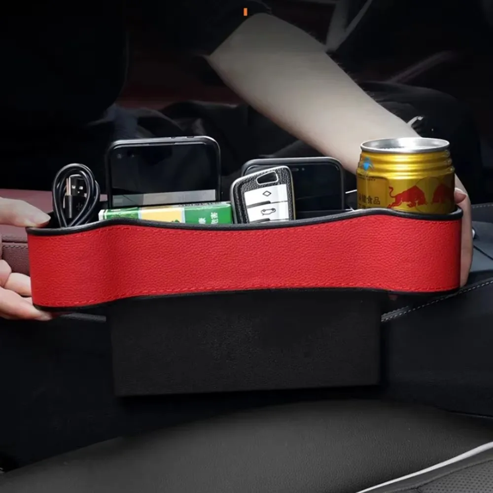 1PCS Car Seat Crevice Storage Box Seat Gap Slit Filler Holder For Wallet Phone Slit Pocket Car Storag Box Car Accessories New
