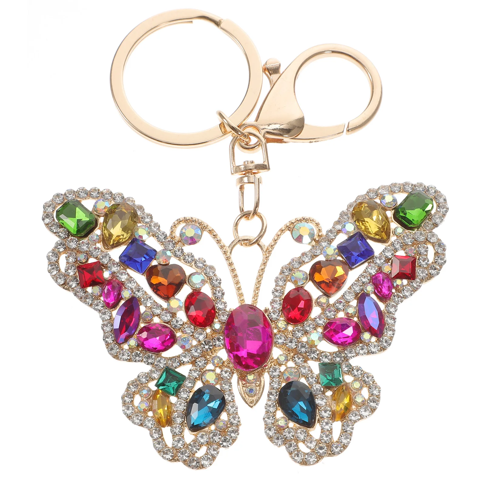 

Crystal Butterfly Keychain Rhinestone Wing Charm Zinc Alloy Material Sturdy Safe Long Use Bag Pendant Keychains For Women Kids
