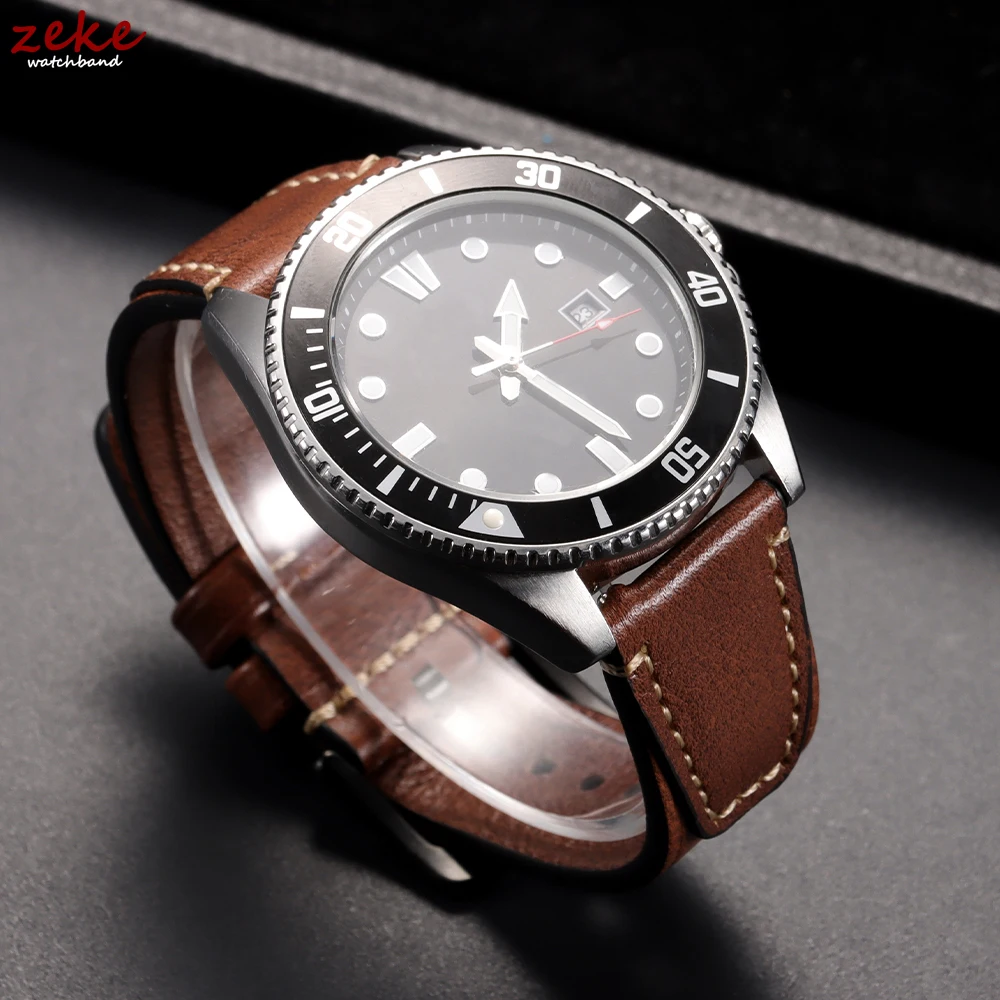 خمر براون جلد طبيعي حزام (استيك) ساعة الإفراج السريع الرجعية النفط الشمع جلد العجل حزام ل Seiko ل رولكس 18 مللي متر 20 مللي متر 22 مللي متر معصمه