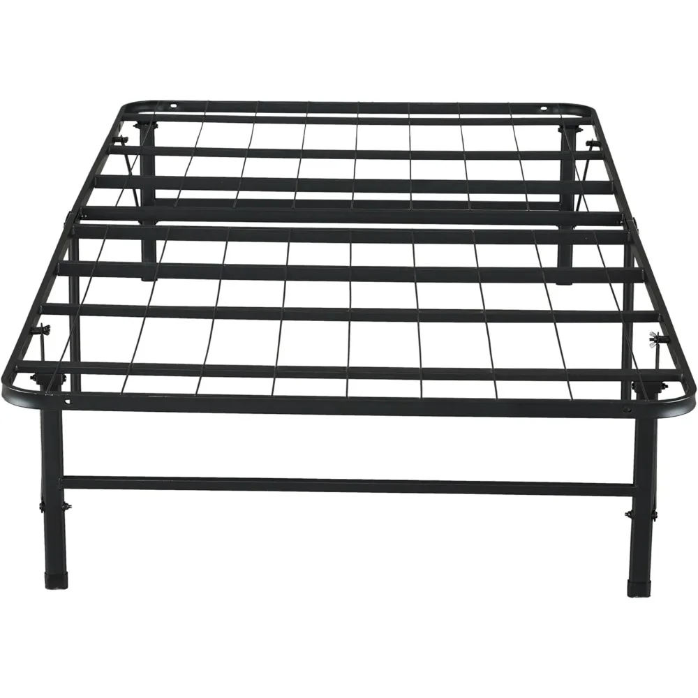 

14 Twin Bed Frame Heavy Duty Foldable Bed Frame Folding with Steel Metal Slats Box Spring 600lbs Capacity Platform Twin