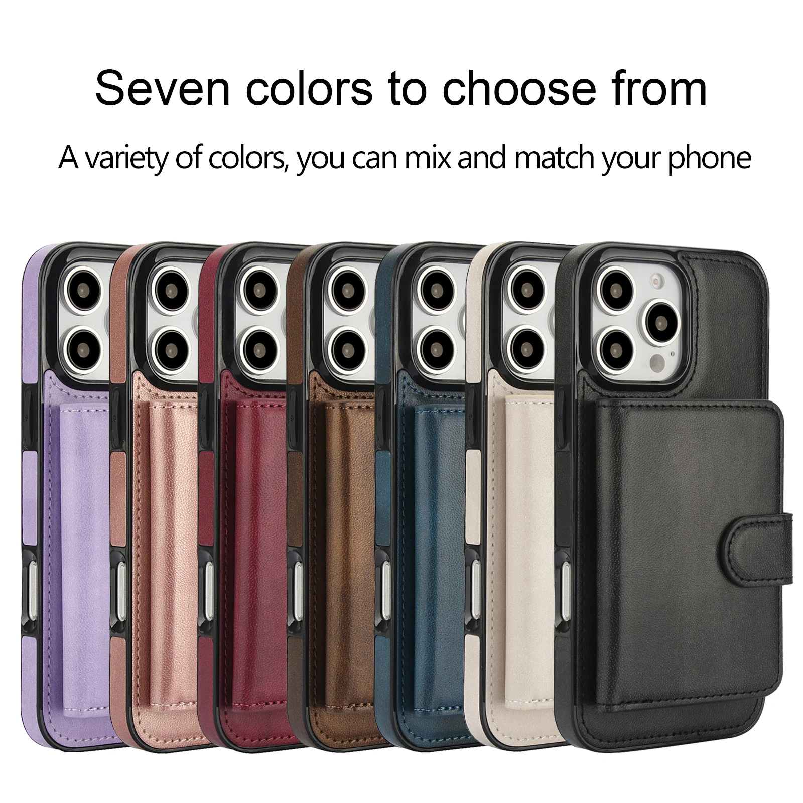 Magnetic 2 in 1 Detachable Zipper Cards Solt Case For iPhone 16 Pro Max 15 Plus 14 13 12 11 SE 2024 Bag Wireless Charging Cover