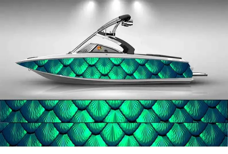 Colorful Gradient Fish Scales Beautiful Graphic Boat Sticker Vinyl Ship Pontoon Deck Boat Fishing Decorative Pontoon Boats Decal
