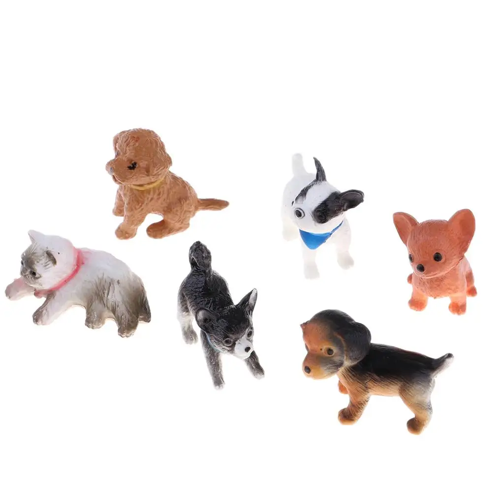 6x 1/12 Dollhouse Miniature Pet Model Animal Figurines Decoration