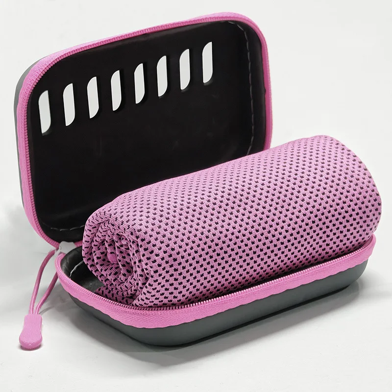 Cooling Ice Silk Sports Towel Sweat Wicking Quick Dry Chilly Towel With Portable EVA Storage Case For Running Gym Fitness Travel