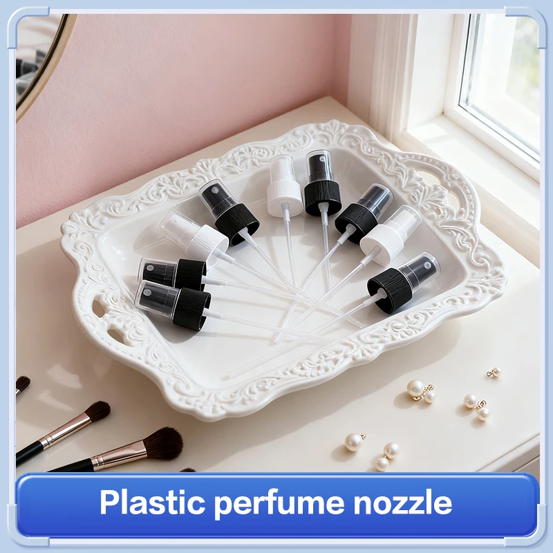 หัวฉีดสเปรย์แบบพกพา 10 ชิ้น สำหรับขวดสเปรย์ หัวปั๊มน้ำหอมแบบพ่นละอองละเอียด หัวฉีดแบบเติมได้ ขนาด 18/20/24 มม.